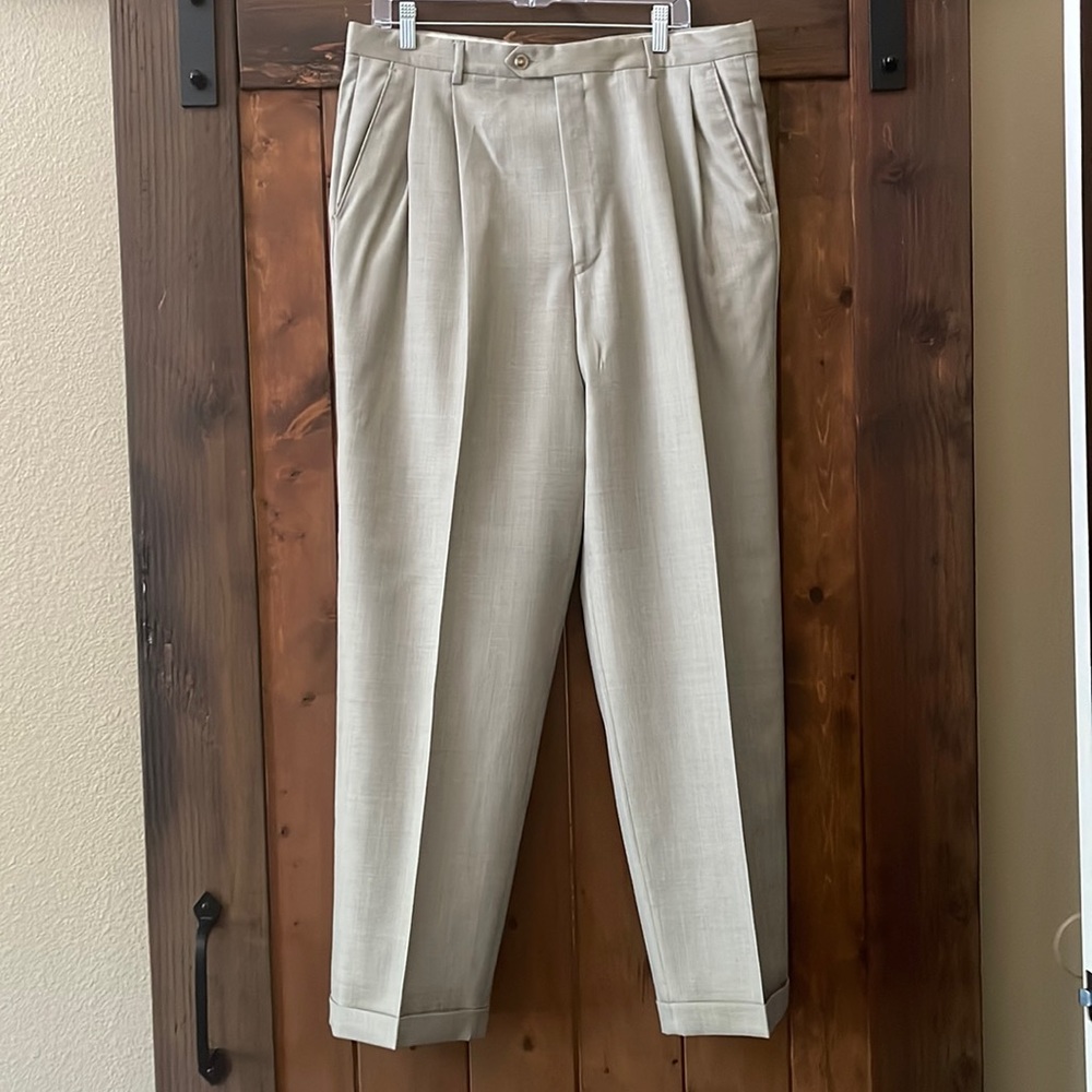 Pronto Uomo Firenze Mens Wool Slacks Pleat Front Cuffs